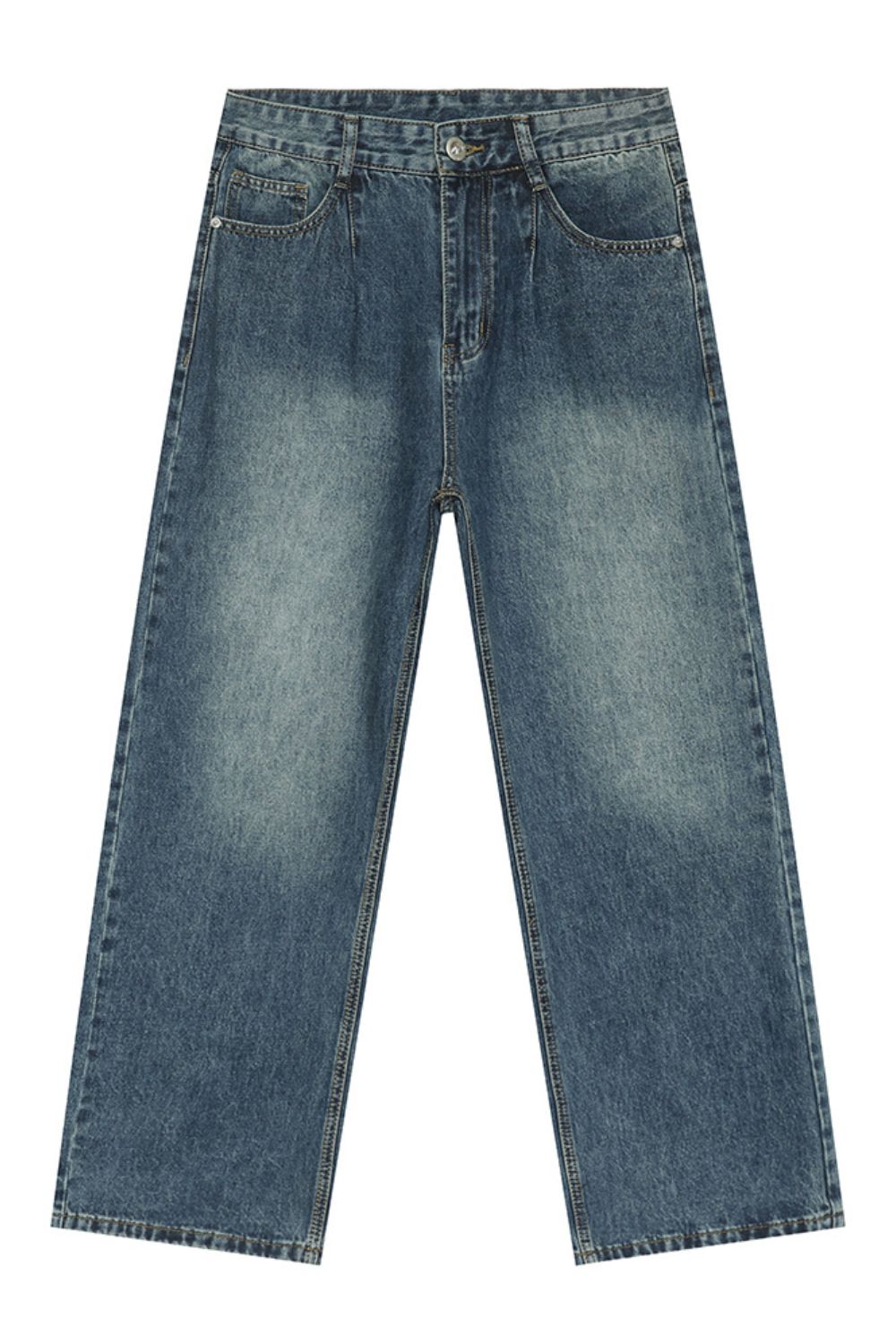 Mid Rise Wide Leg Jeans with Pockets