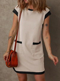Round Neck Cap Sleeve Mini Dress