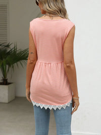 Lace Trim Sleeveless Babydoll Tank Top