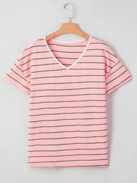 Striped Casual V-Neck T-Shirt