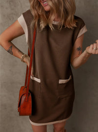 Round Neck Cap Sleeve Mini Dress