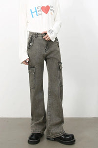 Men's Straight Leg Jeans with Cargo Pockets