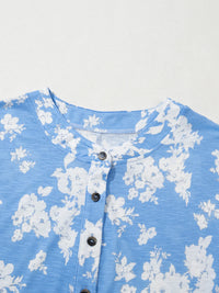 Printed Button-Front Wide Leg Jumpsuit