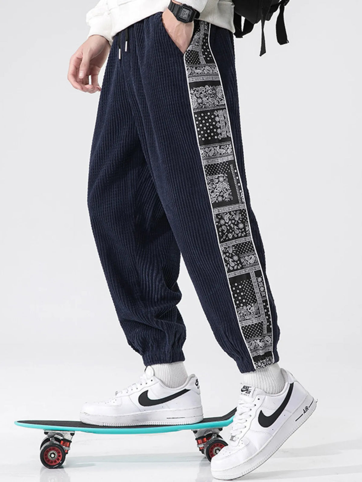 Men's Plus Size Drawstring Contrast Panel Joggers