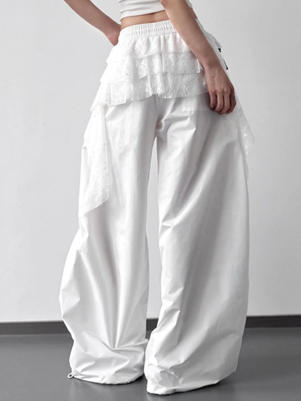 Oversized Wide Leg Pants with Drawstring Waist