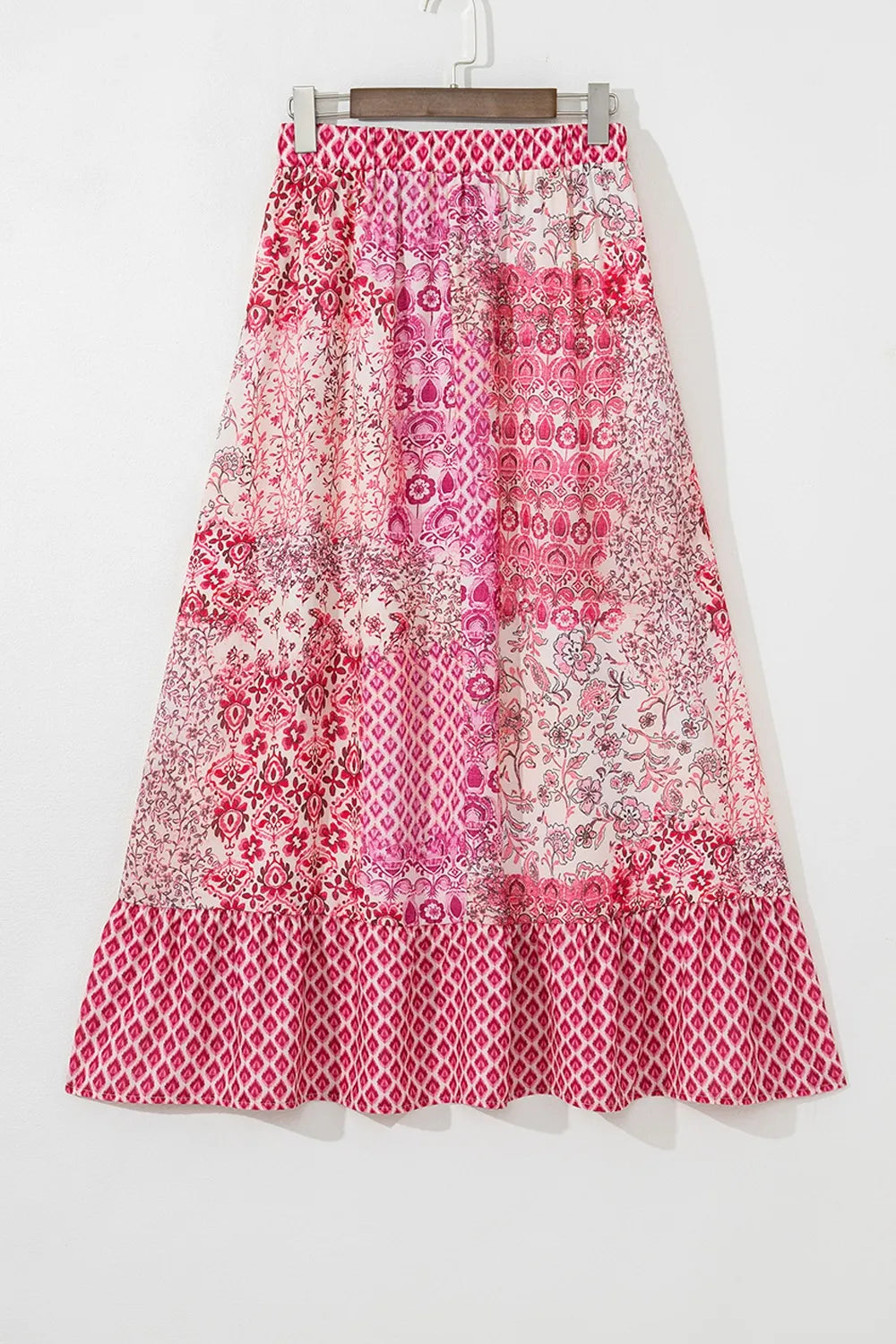 Printed Tassel Drawstring High Waist Maxi Skirt