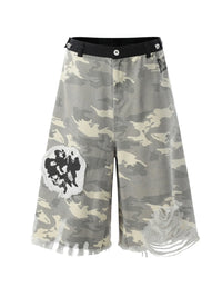 Men's Camouflage Distressed Shorts