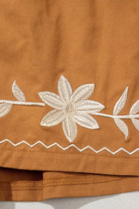 Embroidered Boho Tasseled Drawstring Elastic Waist Casual Shorts