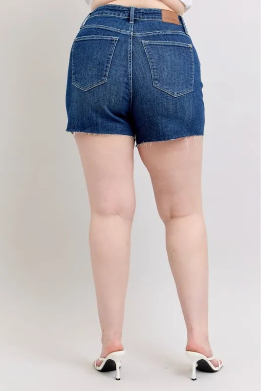 Judy Blue Full Size High Waist Criss-Cross Waistband Denim Shorts Plus Size