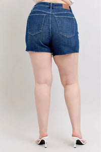 Judy Blue Full Size High Waist Criss-Cross Waistband Denim Shorts Plus Size