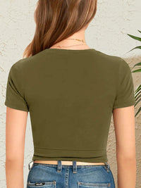 Round Neck Short Sleeve Crop T-Shirt