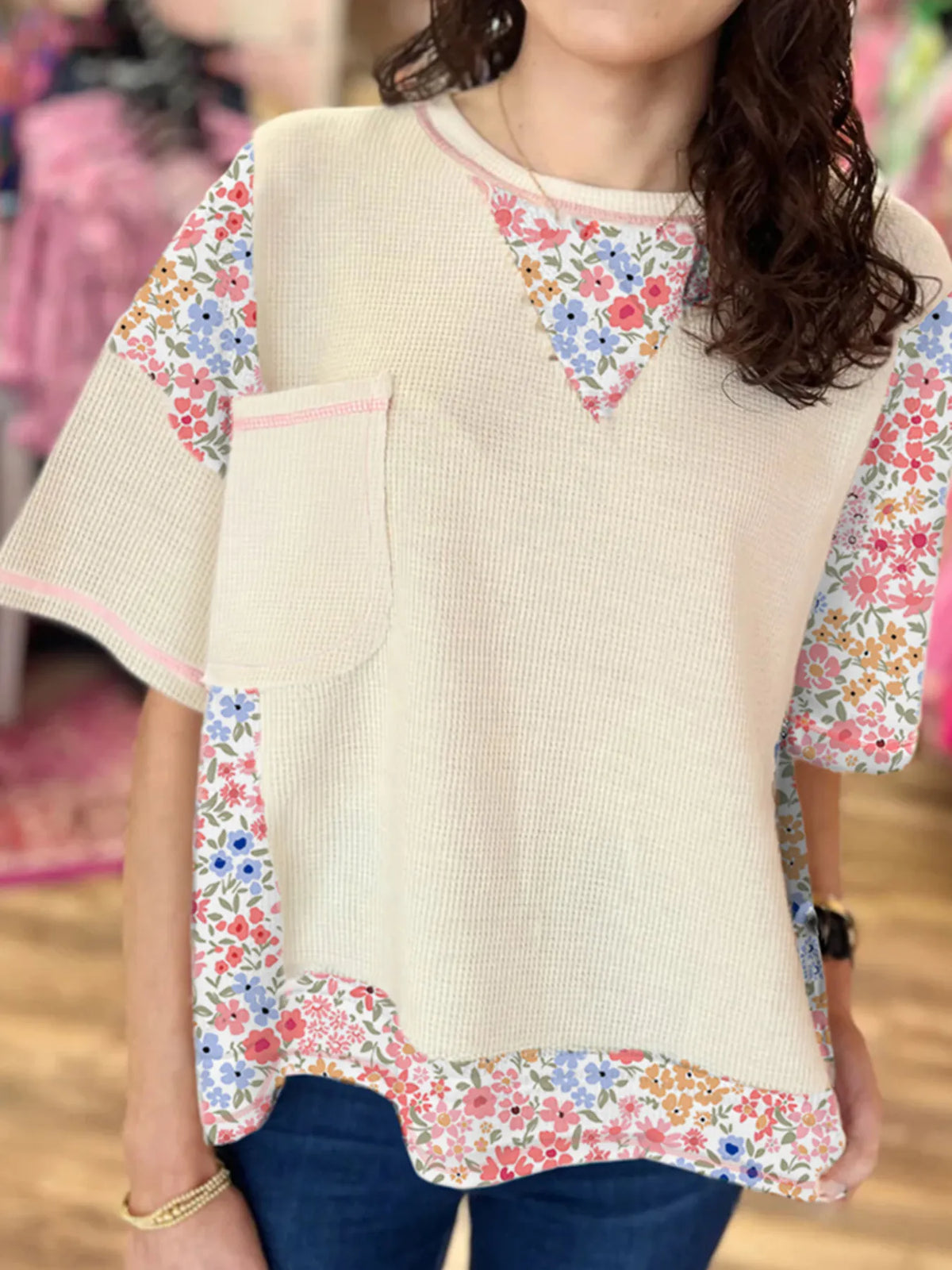 Floral Round Neck Relaxed Fit T-Shirt