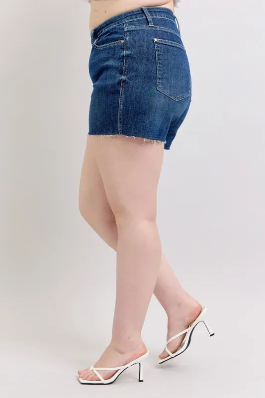 Judy Blue Full Size High Waist Criss-Cross Waistband Denim Shorts Plus Size