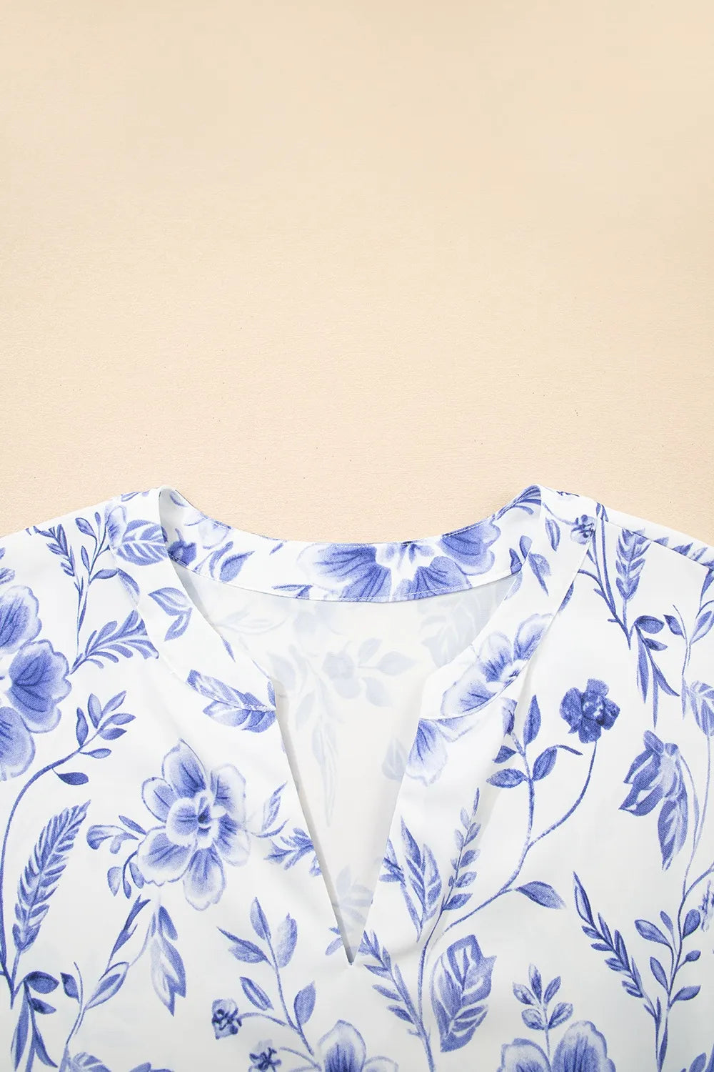 Floral Print Ricrac Trim Short Sleeve Blouse