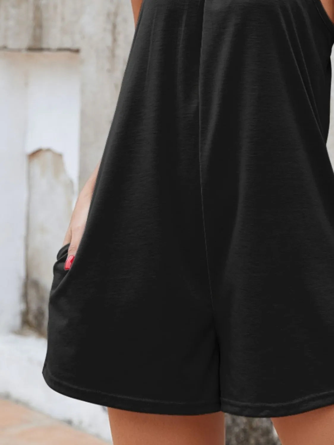 Spaghetti Strap Romper with Pockets