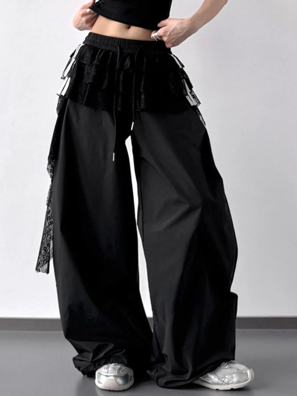 Oversized Wide Leg Pants with Drawstring Waist