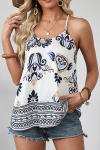 Bohemian Fashion Print Spaghetti Straps Loose Tank