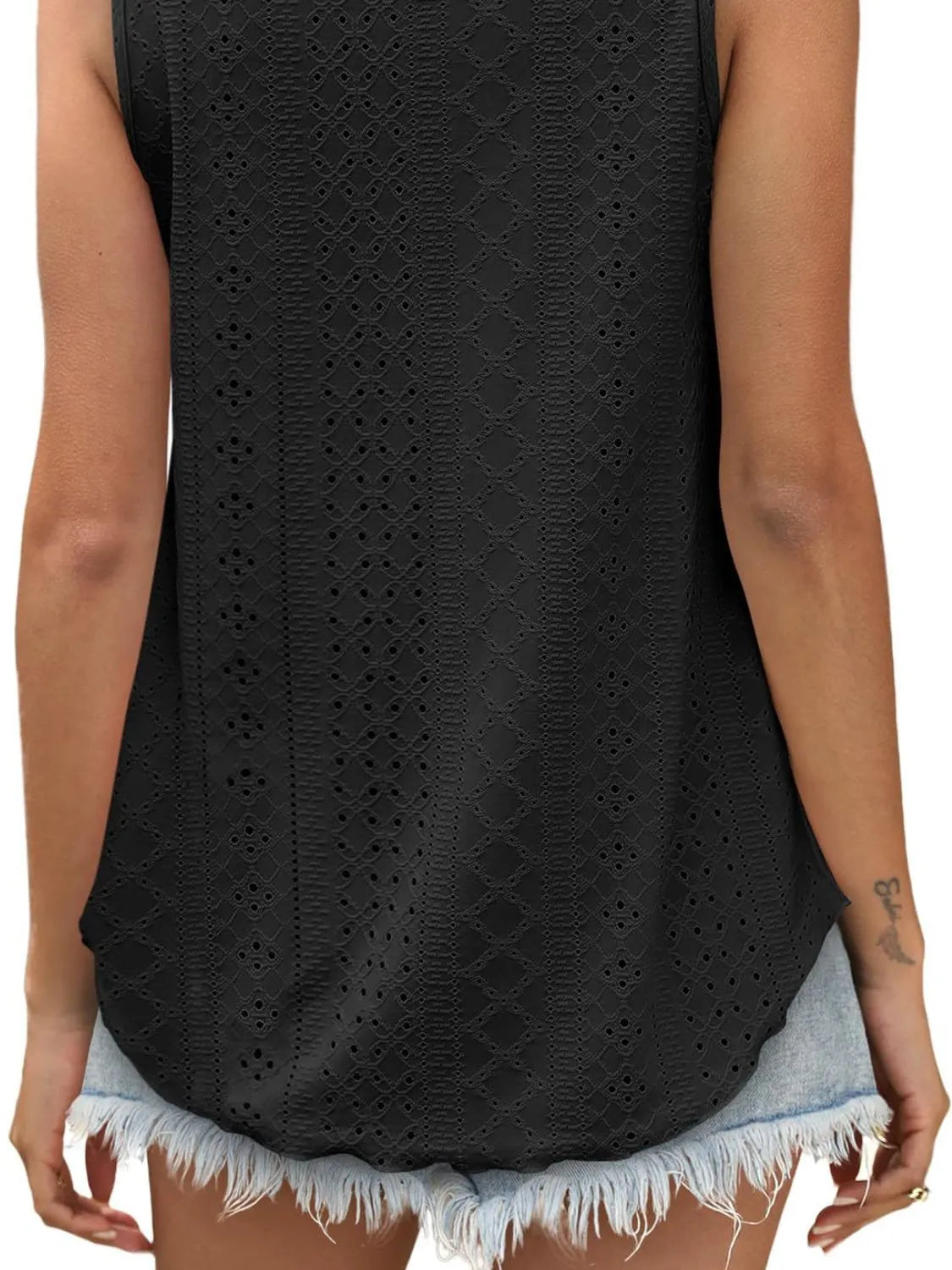 Eyelet Scoop Neck Tank