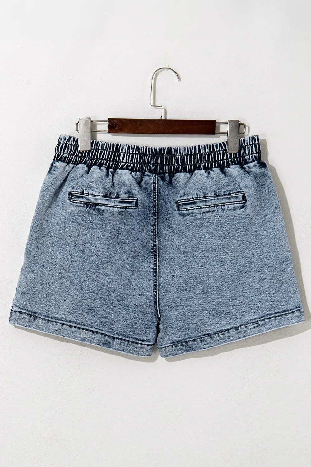 Drawstring High Waist Pocketed Denim Shorts