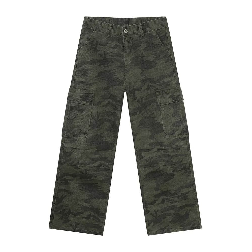 Camouflage Cargo Jeans with Pockets
