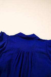 Ruffled Short Sleeve Collared V Neck Tiered Midi Dress