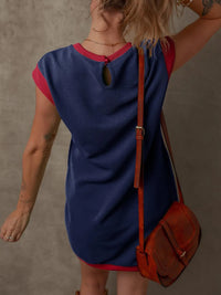 Round Neck Cap Sleeve Mini Dress