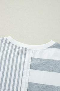 Stripe Mixed Short Sleeve Shift Mini Tee Dress