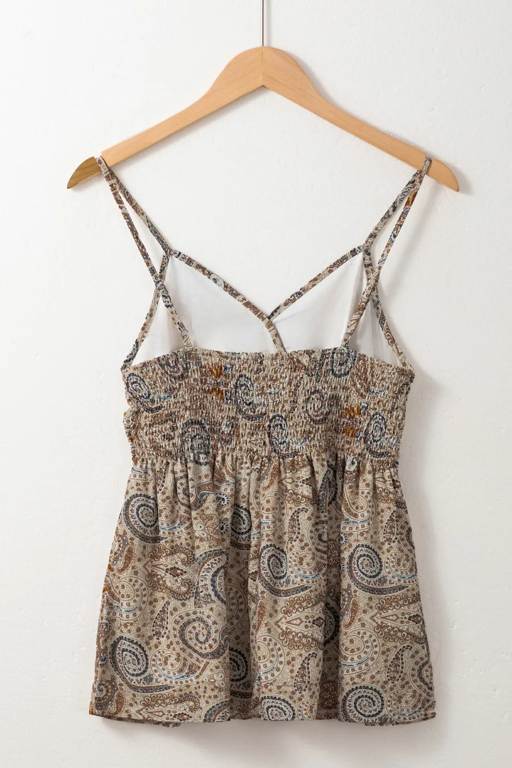 Paisley Printed Smocked Babydoll Cami