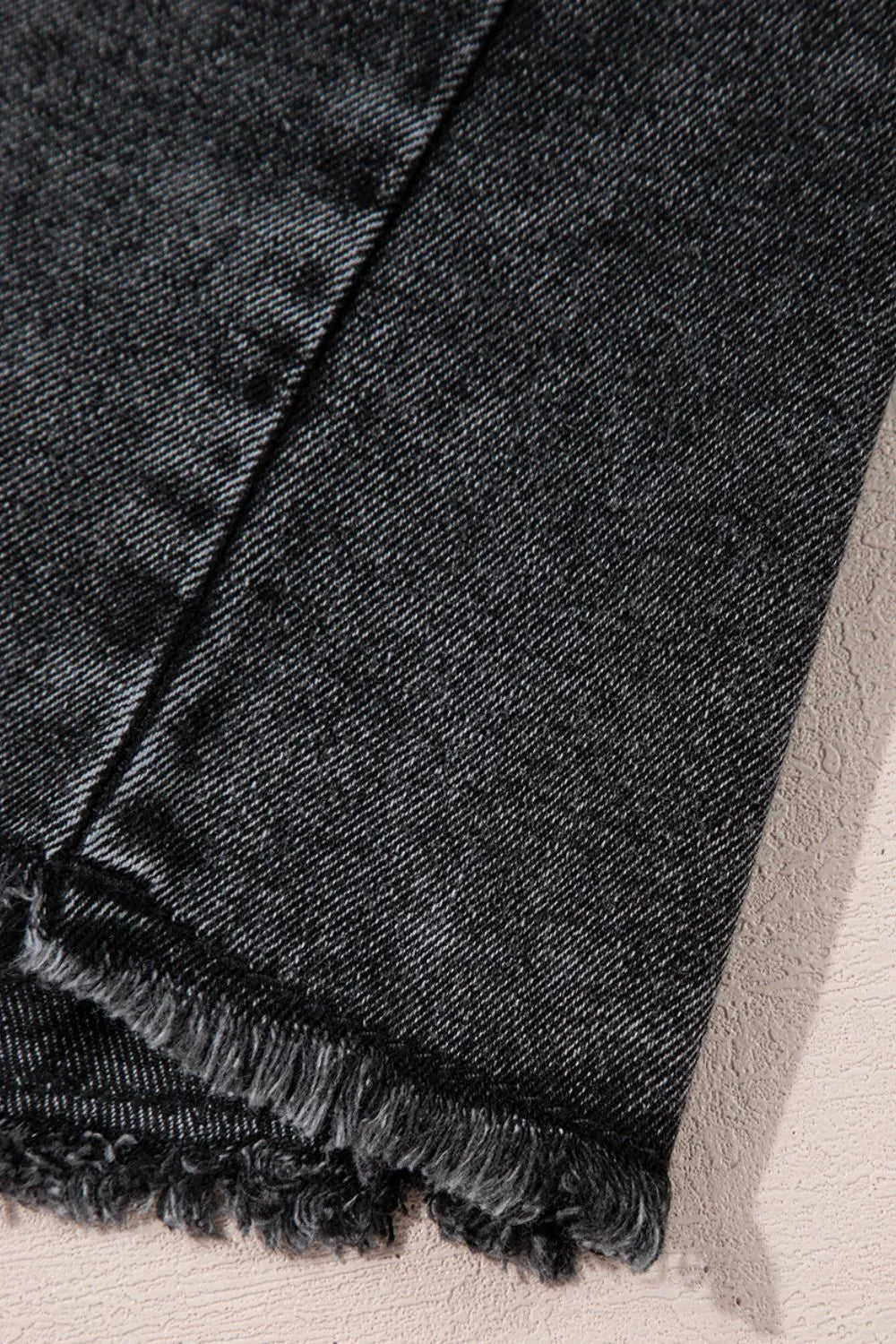 Short Sleeve Flap Pocket Button Up Raw Hem Denim Shirt