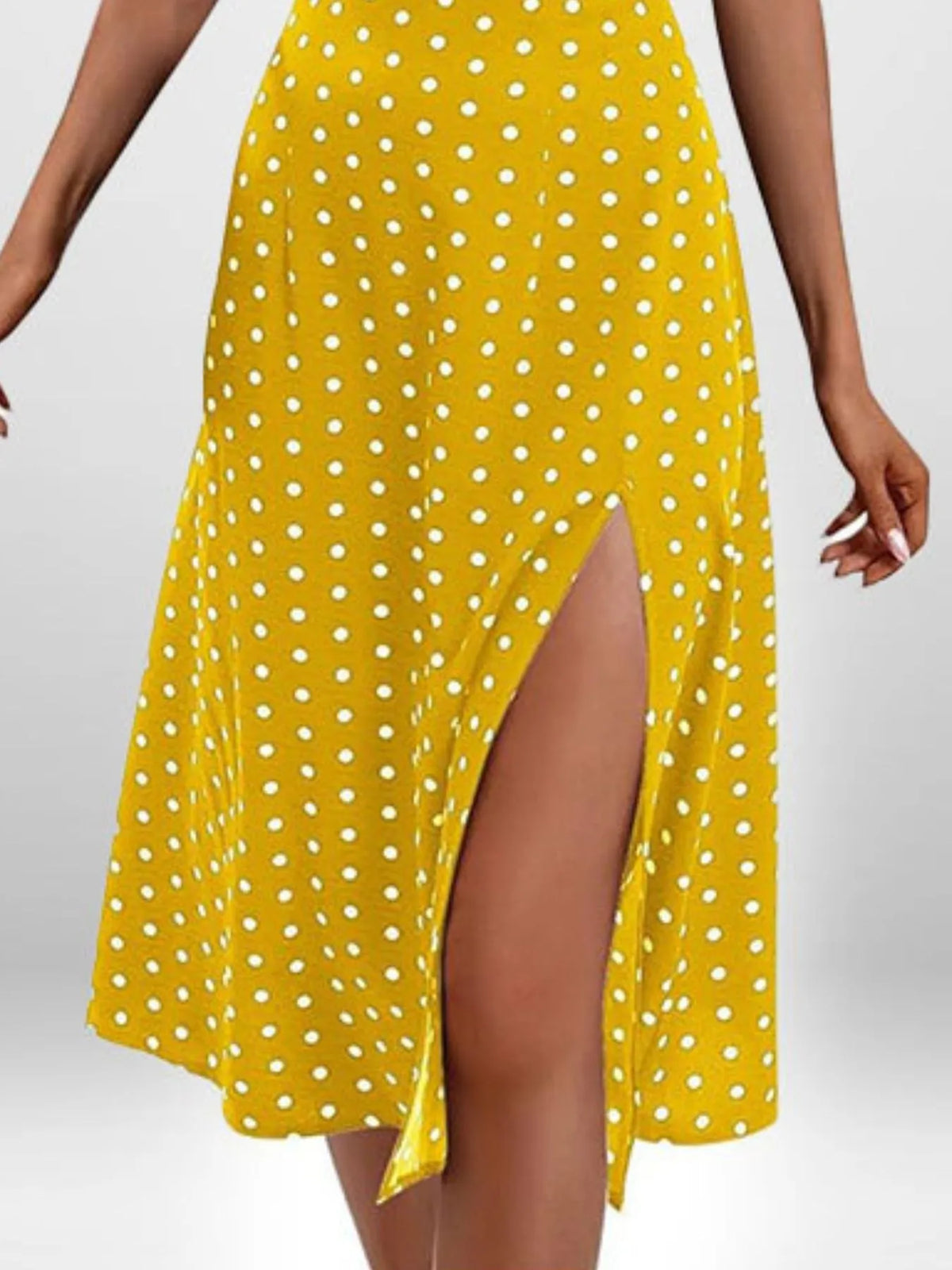 Full Size Slit Printed Cami Midi Dress Plus Size