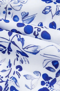 Smocked Printed Square Neck Puff Sleeve Dress