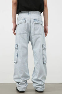 Men's Wide Leg Jeans with Cargo Pockets