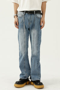 Raw Hem Jeans with Pockets