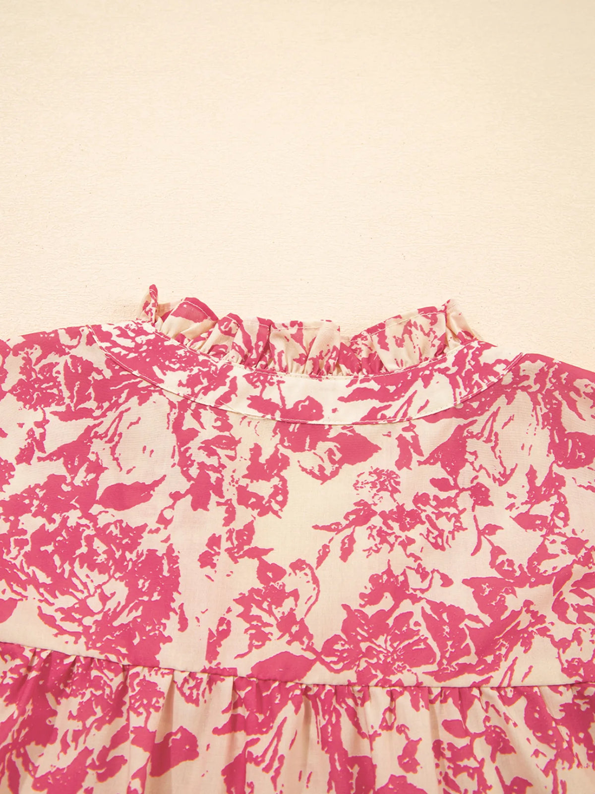 Printed Half Button Neck Ruffle Sleeve Blouse