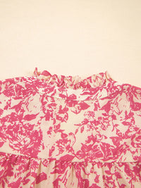 Printed Half Button Neck Ruffle Sleeve Blouse