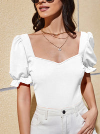 Sweetheart Neck Short Sleeve Top