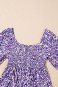 Printed Square Neck Half Sleeve Blouse