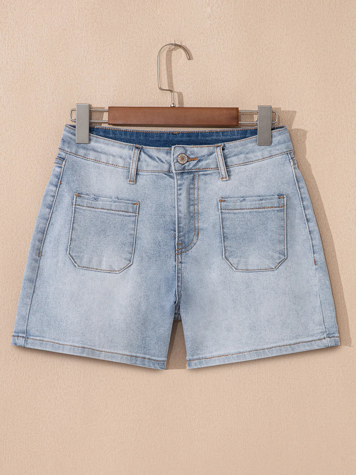 Wash High Rise Denim Shorts