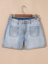 Wash High Rise Denim Shorts