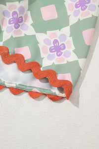 Floral Print V-neck Flutter Sleeve Blouse