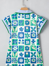 Floral Print Collared Blouse with Flutter Sleeves