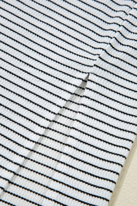 Stripe Crisscross Side Slits Slim Fit Sleeveless Midi Dress