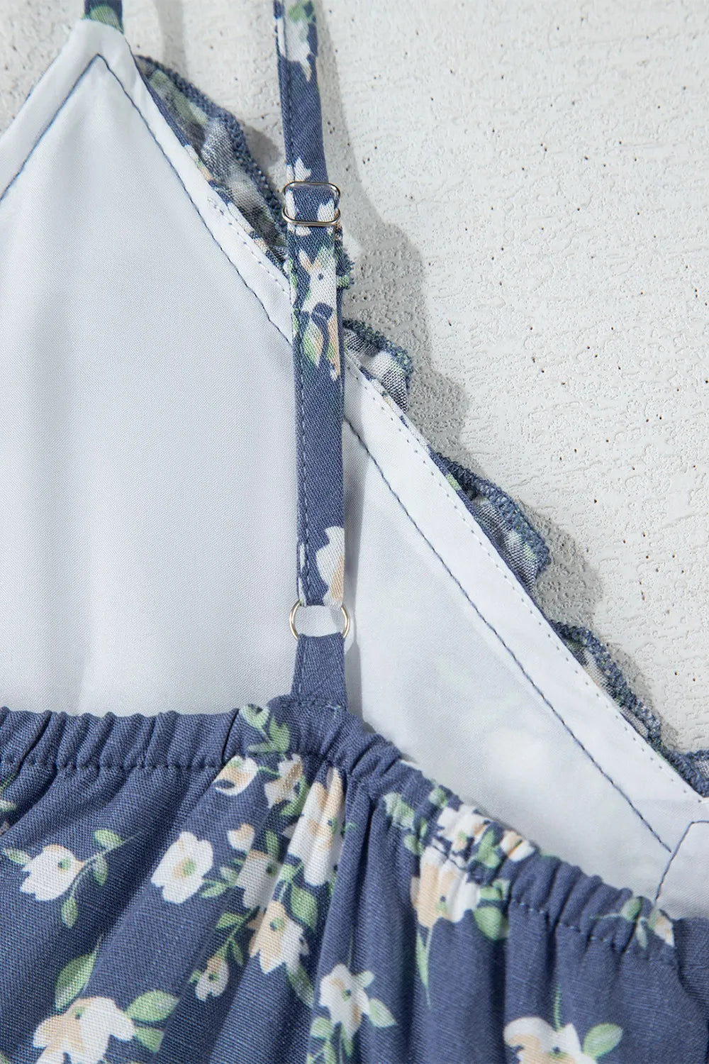 Floral Spaghetti Strap Frilled V Neck Tiered Midi Dress