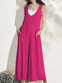 V-Neck Wide Leg Jumpsuit
