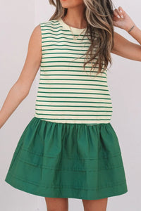 Stripe Woven Sleeveless Mini Dress