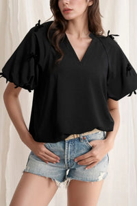 Bow Decor Puff Sleeve Blouse