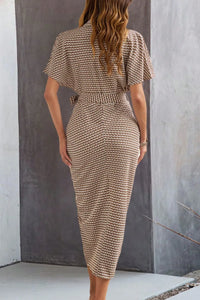 Devine Collared Neck Short Sleeve Midi Shirt Dress