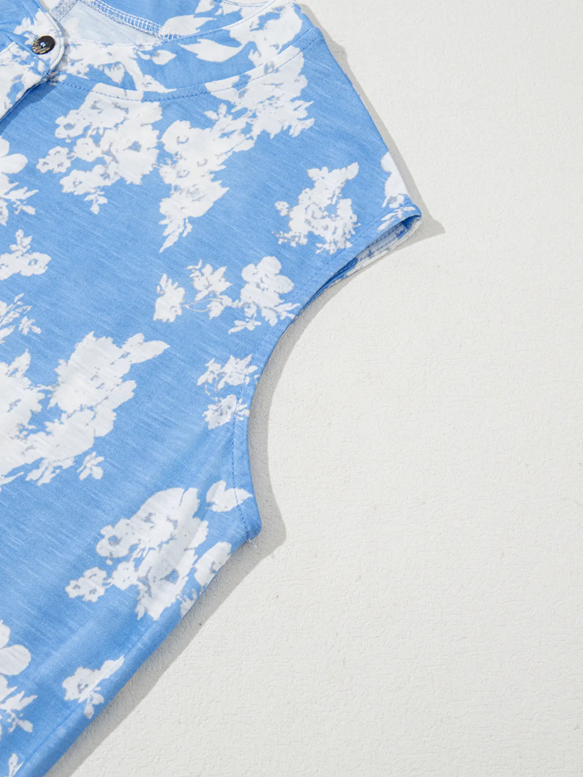 Printed Button-Front Wide Leg Jumpsuit