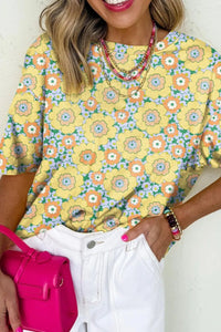 Floral Print Round Neck Oversized T-Shirt