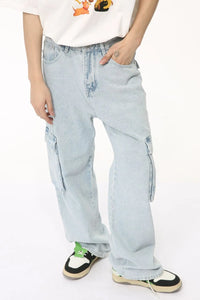 Men's Washed Straight Cargo Jeans